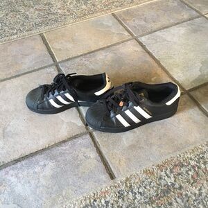 Adidas Kids Black and White Superstar Sneakers